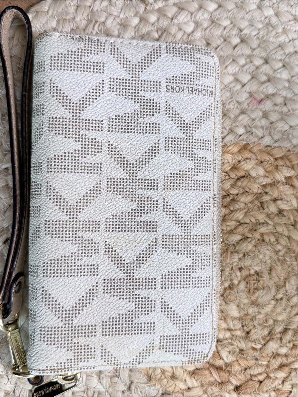 Michael Kors Cream and Gold Logo Zip Wristlet - Picture 3 of 3